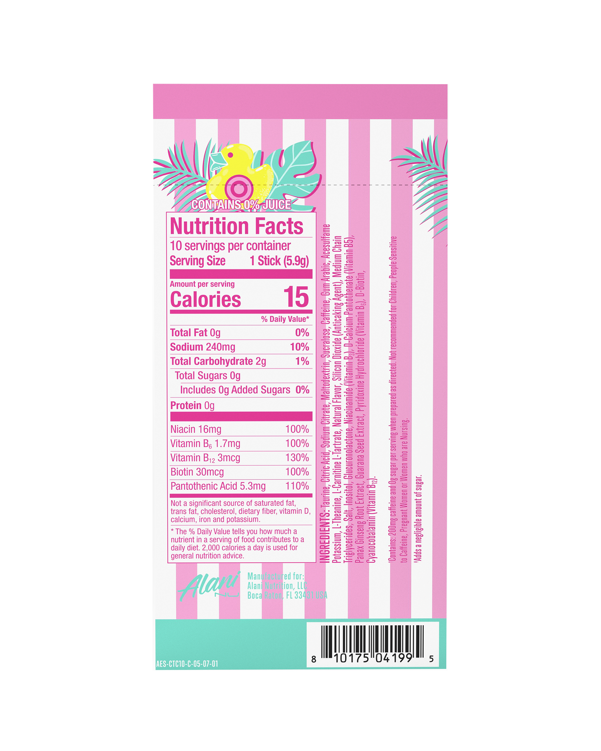 Cotton Candy Powdered Energy Sticks, 10-Pack