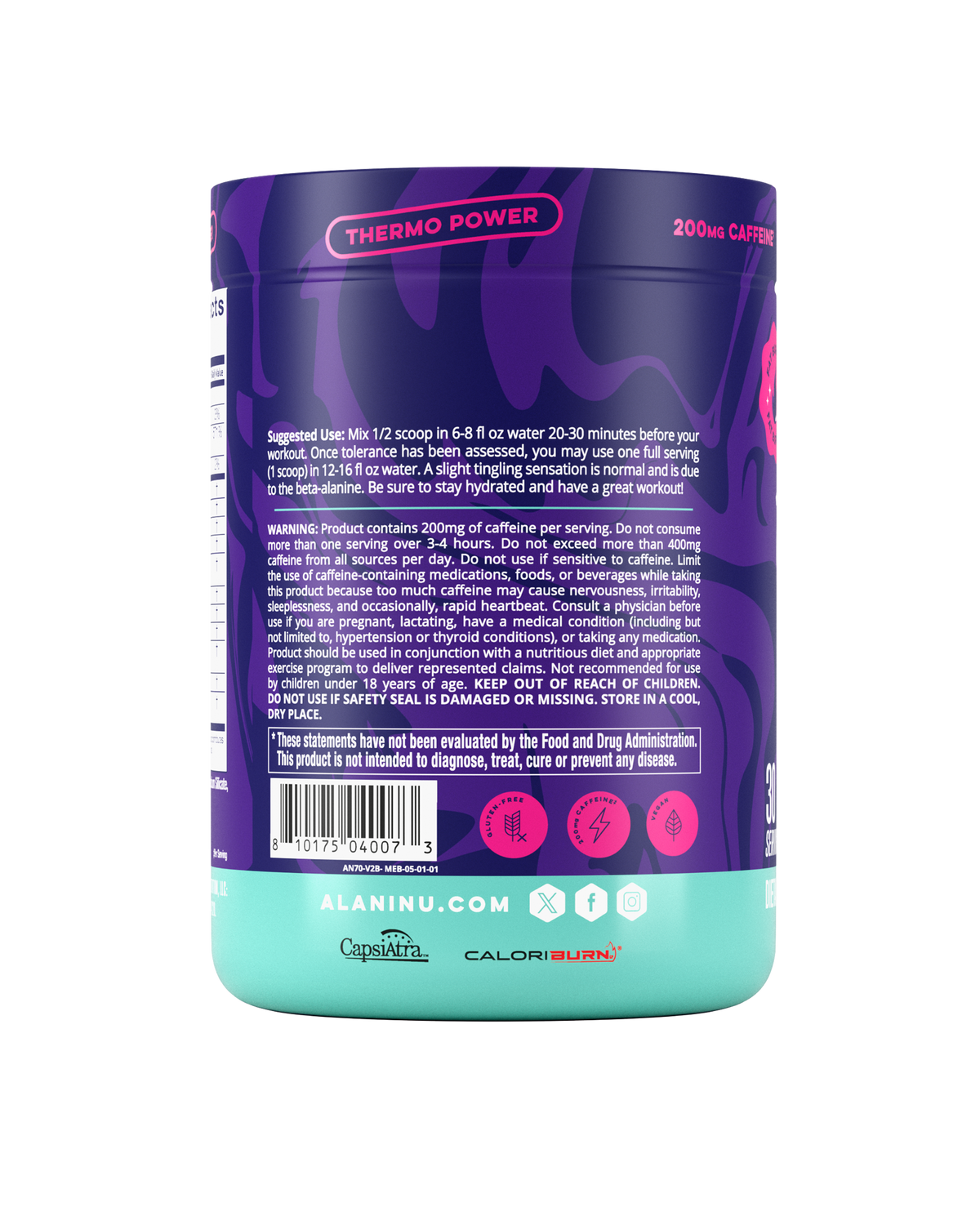 Pre-Workout+ Burn Supplement - Melonberry Blast, 30 Servings