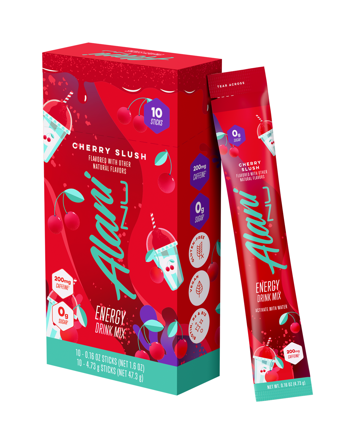 Cherry Slush Energy Drink Mix Sticks, 10-Pack