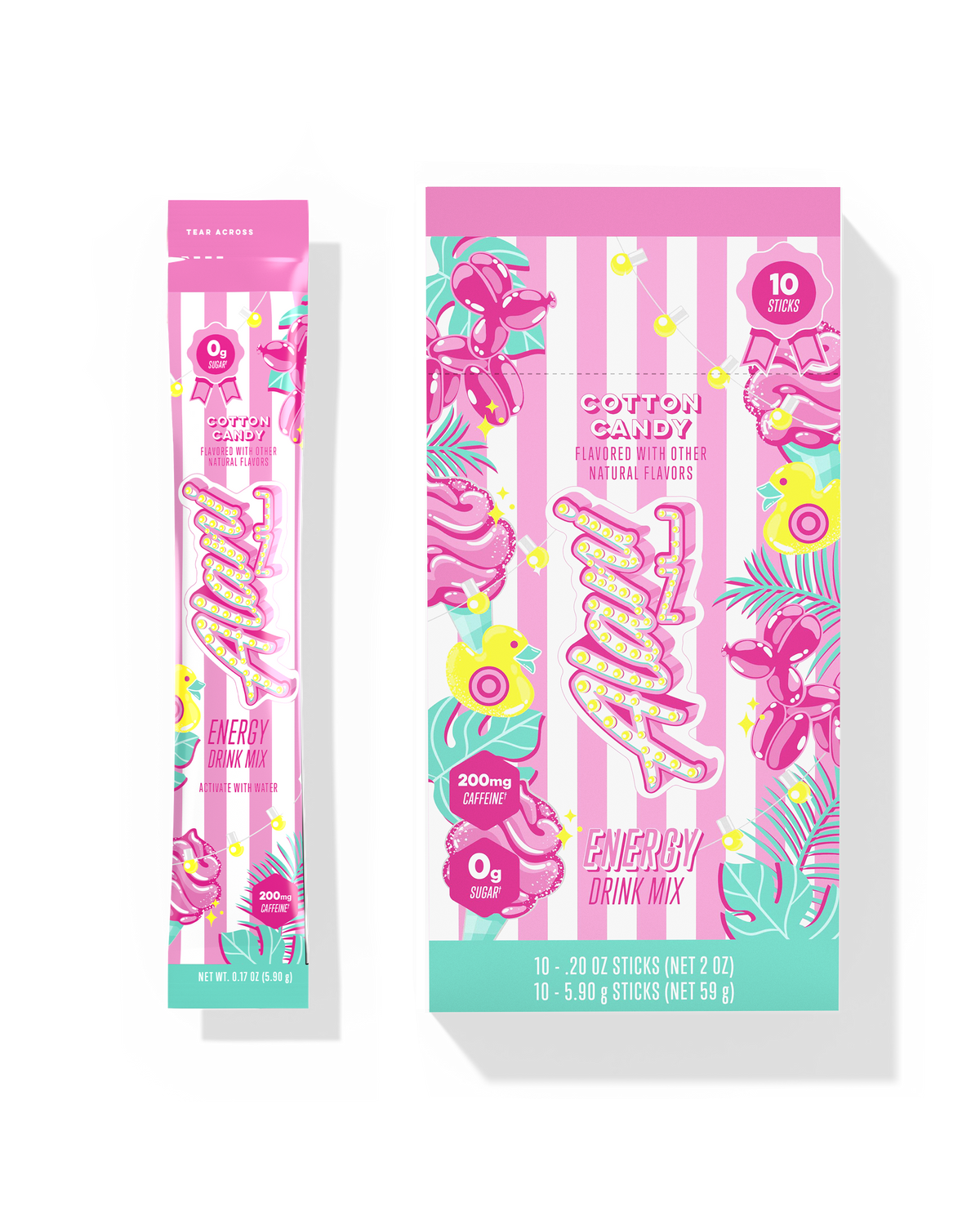 Cotton Candy Powdered Energy Sticks, 10-Pack