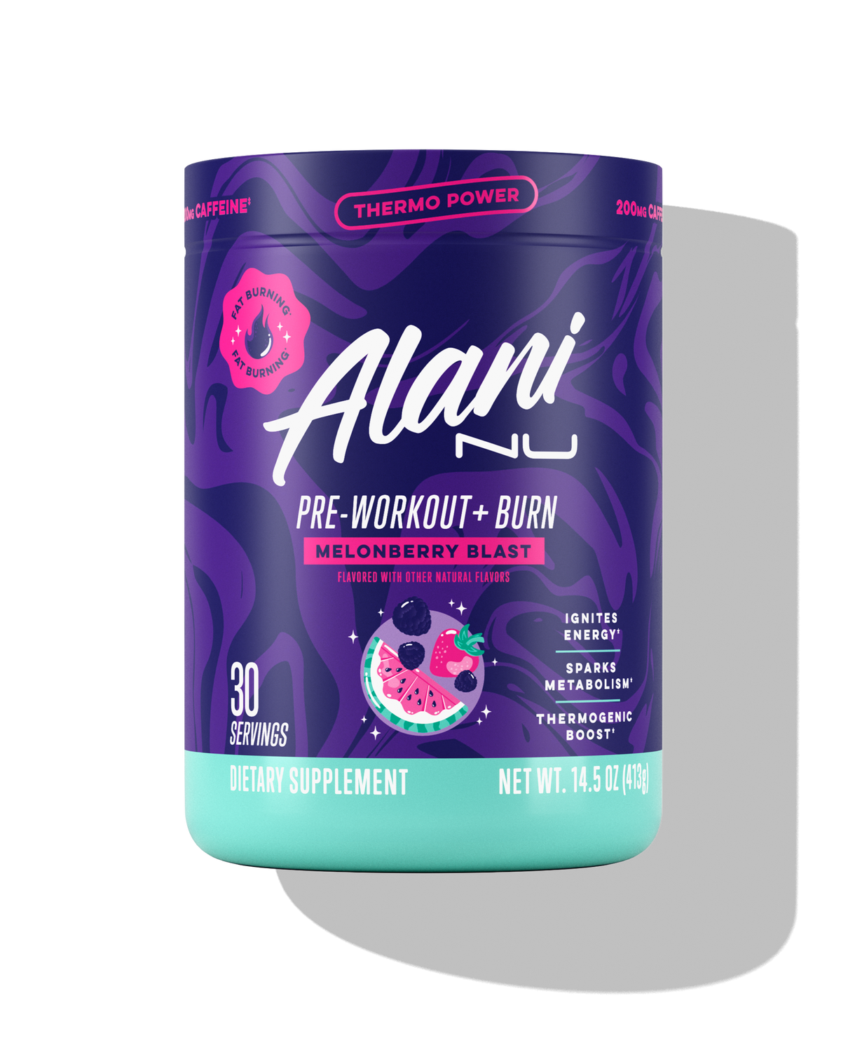 Pre-Workout+ Burn Supplement - Melonberry Blast, 30 Servings