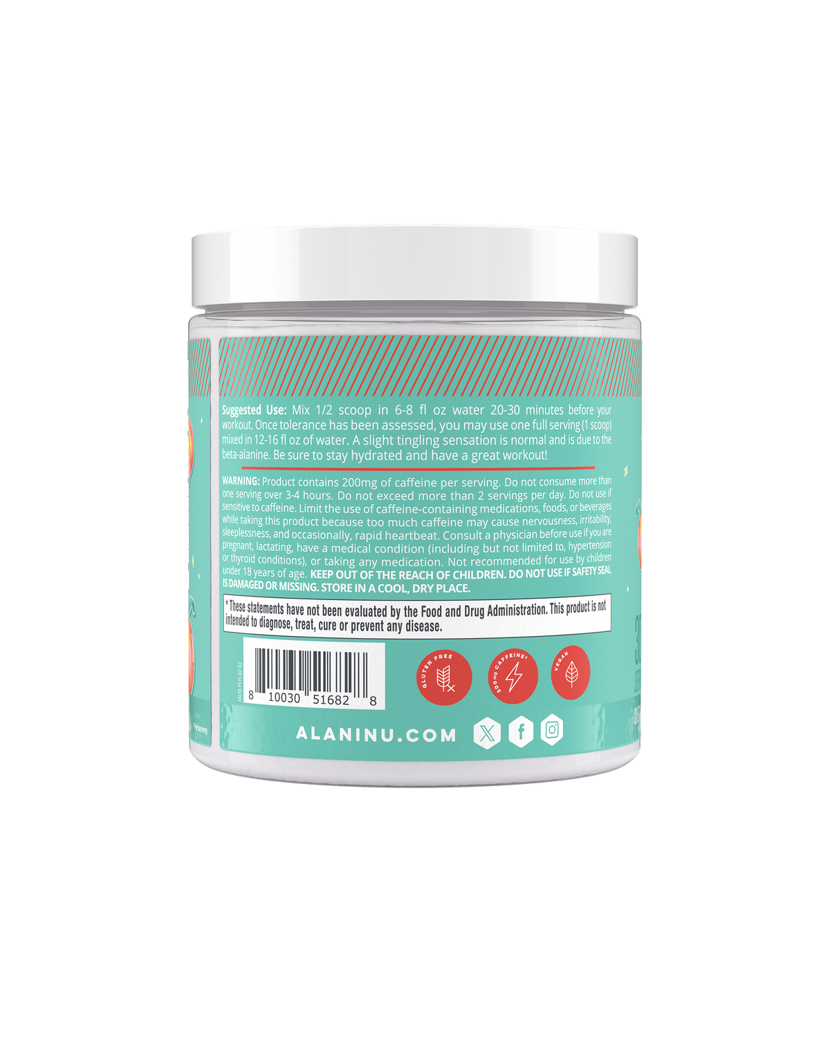 Juicy Peach Pre-Workout Powder, 30 Servings