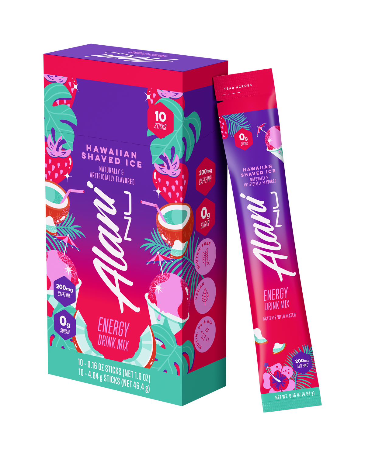 Hawaiian Shaved Ice Powdered Energy Sticks — 10-Pack